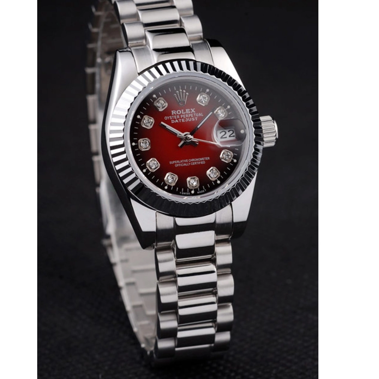 Rolex copies cheap Steel Red Tone Two Rolex Dial Stainless Datejust Polished 0804